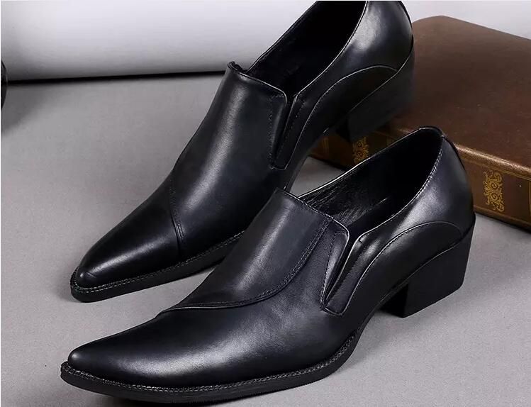 black pointed slip on shoes