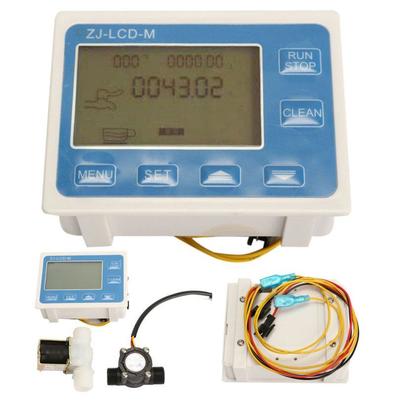 Solenoid valve 1/2" Water Flow Control LCD Meter Flow Sensor 