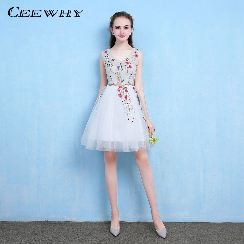 floral embroidered cocktail dress