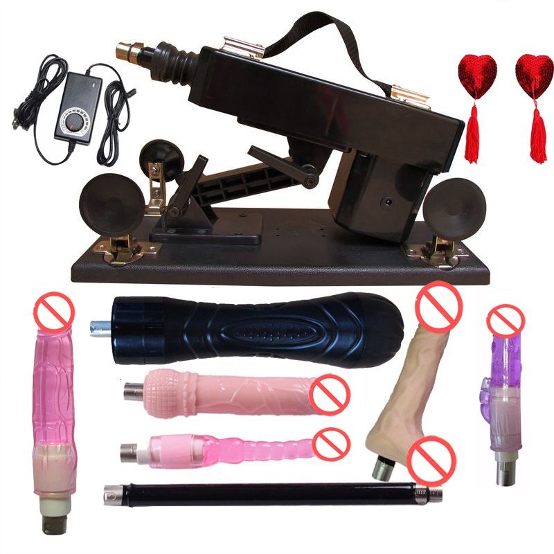 Sex machinegeweer met dildo-accessoires