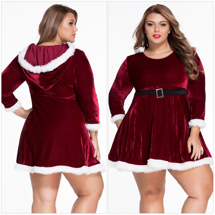 plus size red velvet christmas dress