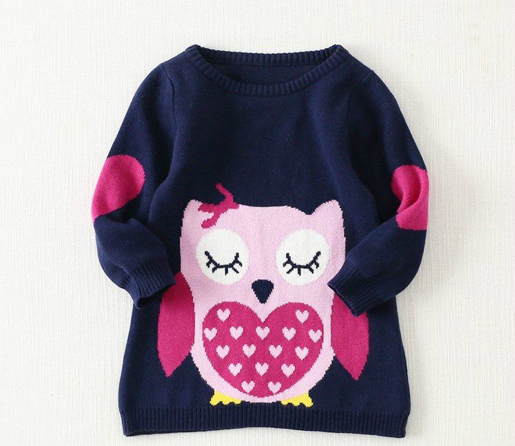 Baby Girls Sweaters Winter 2017 New Girl Long Sleeve Knitted Clothes Kids  Autumn Cartoon Owl Sweater For Girls