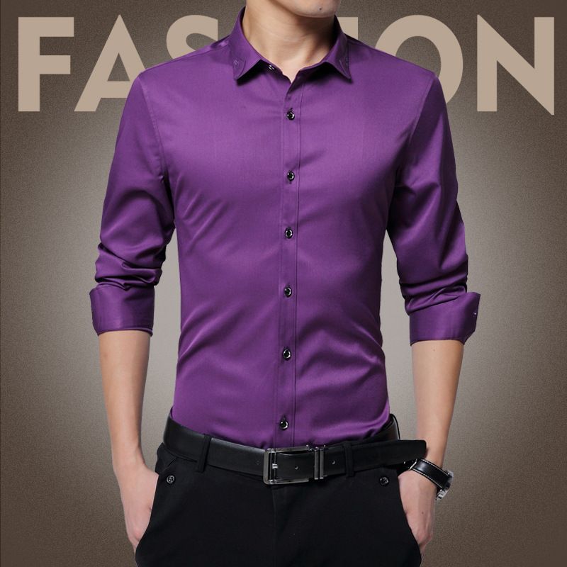 Buy Dropshipping Mens Casual Shirts Online, Cheap Wholesale New Arrived 2017 Mens Long Work Shirts Casual Silk And Cotton Men Shirt Plus Size Male Dress Shirts Solid By Fitzgerald10