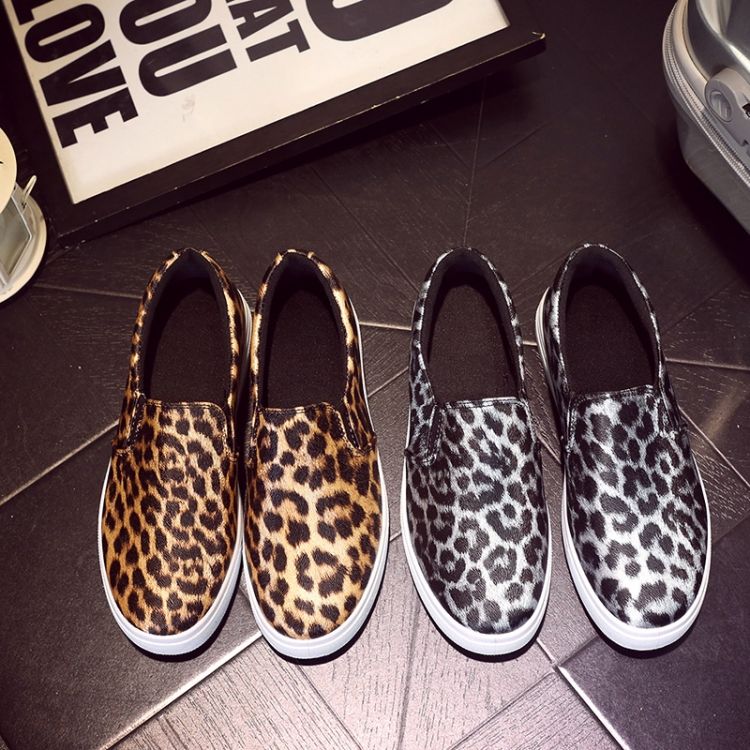 ladies leopard slip on sneakers