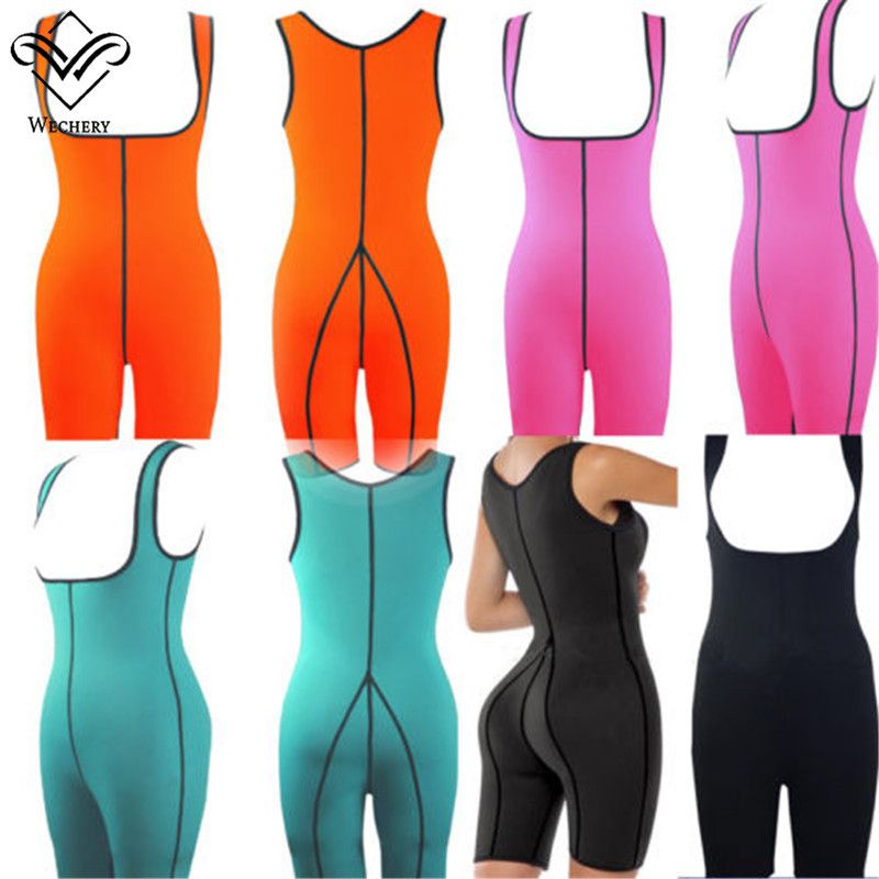 Hot Shapers Bodysuit Sauna Suit Waist Trainer Corsets Neoprene Body Shaper Women,Orange,S