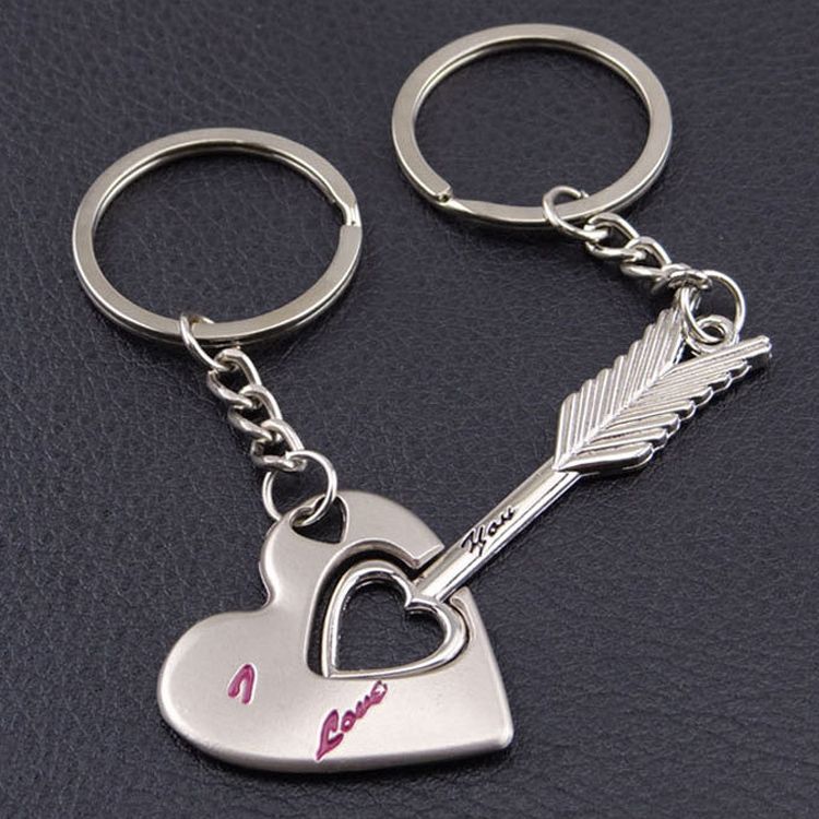 Alloy Keychain Cupid Arrow Couple Key Chain Lovers Pendant Key Ring Key