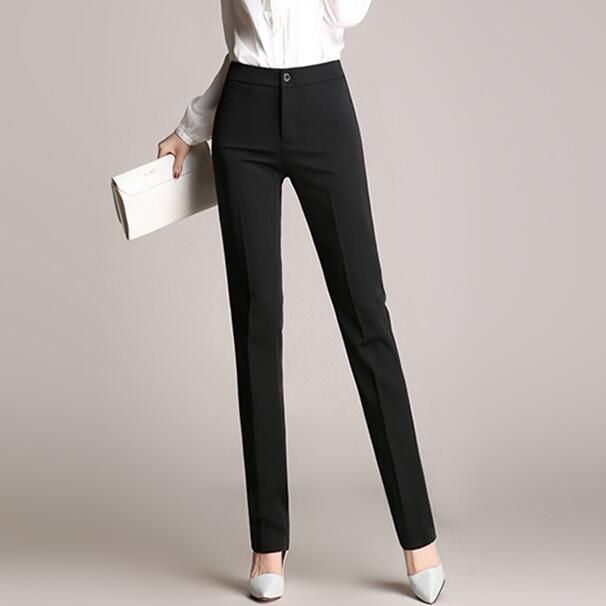Compra Hitz Mujer Coreana OL Carrera Pantalones Traje Recto Casual Negro  Pantalones Barato | Entrega Rápida Y Calidad | Es.Dhgate