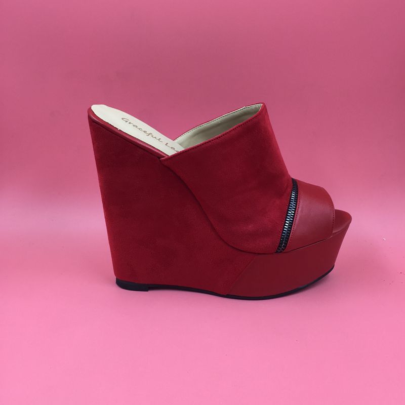red suede wedges