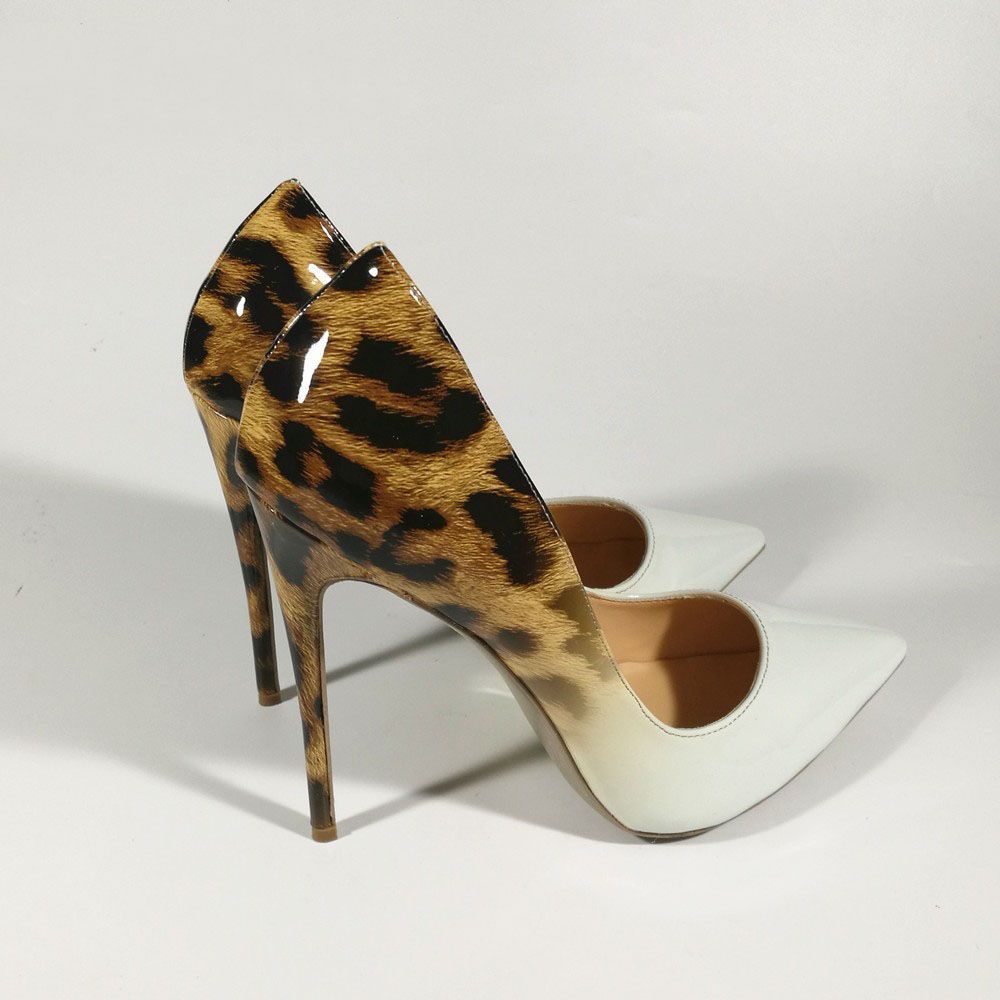 white and leopard heels