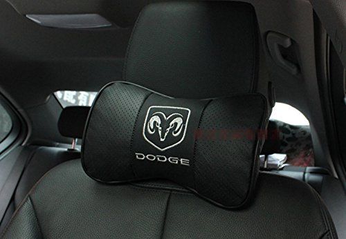 Icegirl 2pcs Universal Leather Car Seat Pillow Breathable Car Auto Head Neck Rest Cushion Headrest Pillow Pad Beige 