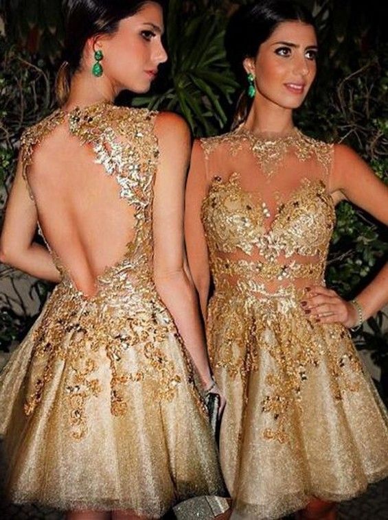 gold cocktail gown