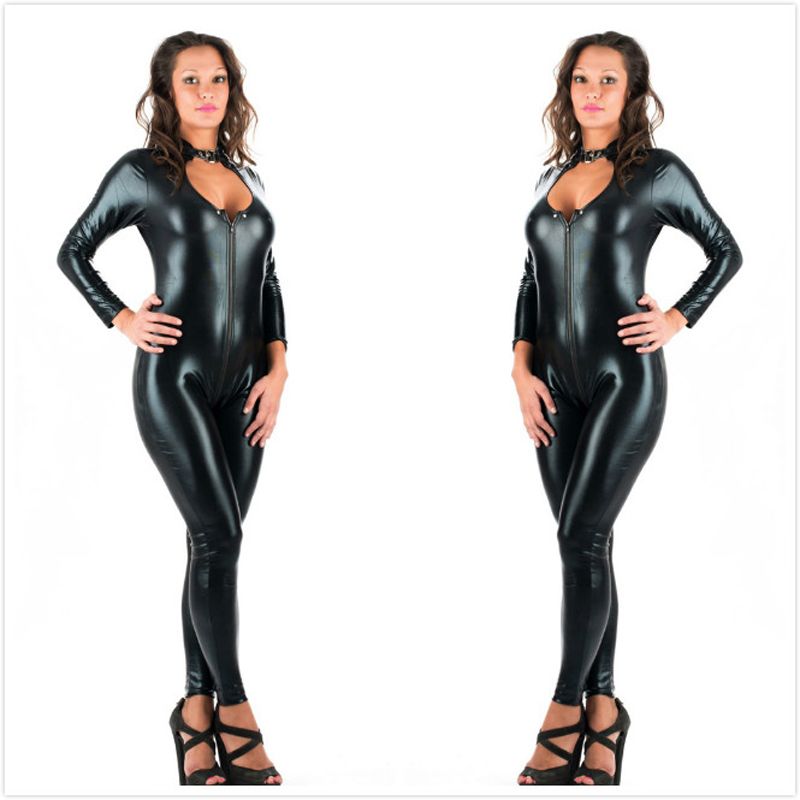 Wholesale 5XL Plus Novelty Women Black Faux Leather Latex Catsuit Zipper Jumpsuit Fancy Fetish Erotic Body Suit PU By Fashionclubwear Under $19.27 | DHgate.Com