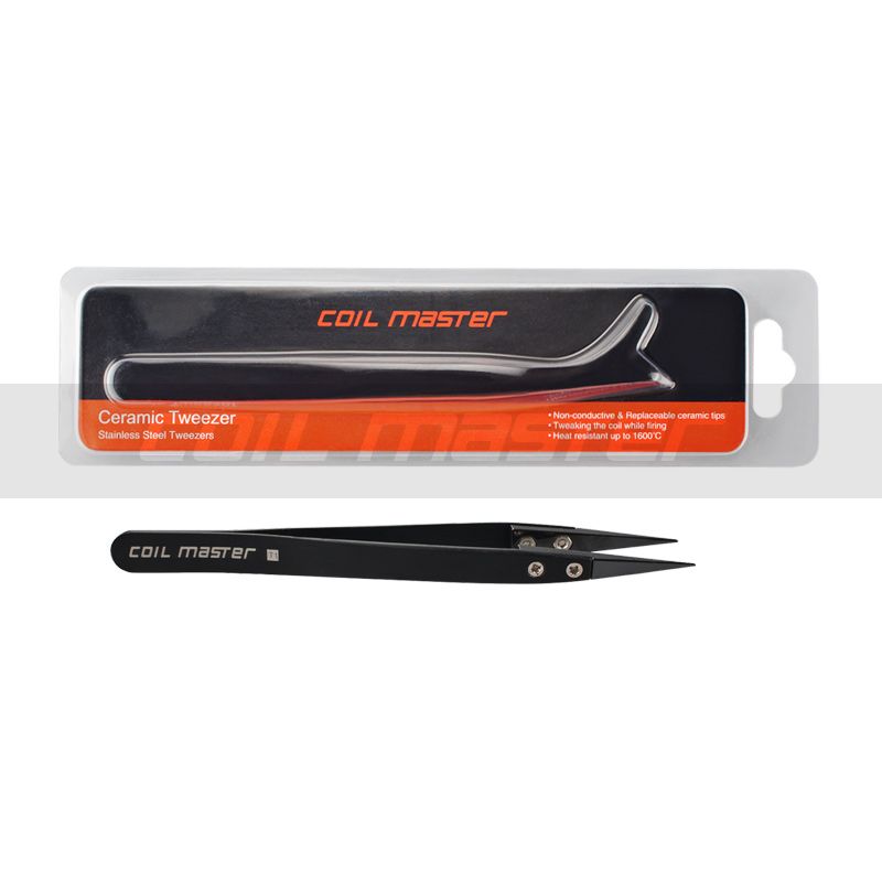 100 Original Coil Master Ceramic Tweezers Black/SS Top Quality Ceramic