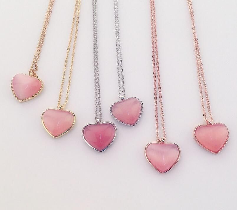 Acheter Collier En Or Rose Avec Motif En œil De Chat Rose En Argent 925 Pour Femme Pendentif Coeur Collier En Or Pur Et Petit De 5 5 Du Fashionistas1698 Fr Dhgate Com