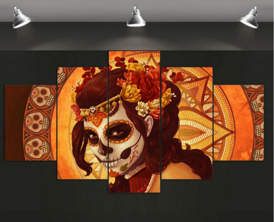 Compre Grupo De Caras Pintadas Con Marco Del Dia De Los Muertos