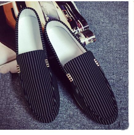 Spring Summer Men Black Loafer Shoes Canvas Shoes Slip On Loafers