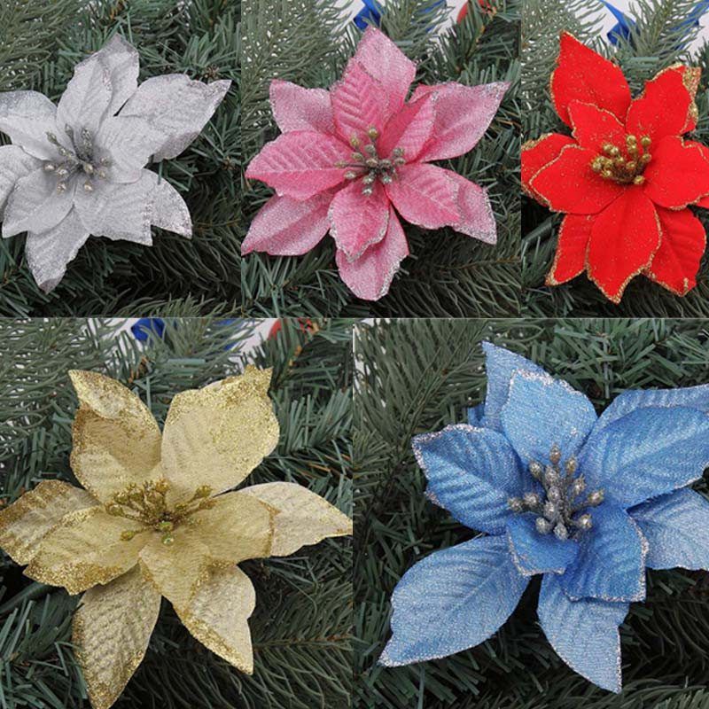 Immagini Fiori Di Natale.Acquista 13 Cm Lucido Fiore Di Natale Poinsettia Fiore Albero Di Natale Decorazione Fiori Artificiali Decorazione Della Festa Nuziale Articoli Feste Festose A 0 4 Dal Cathywang168 Dhgate Com