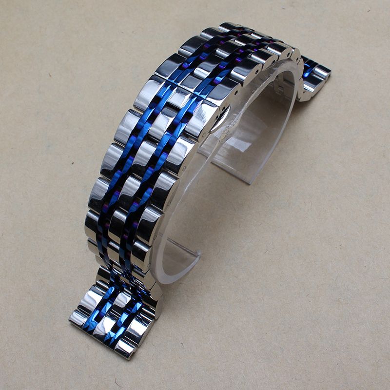 blue metal watch band