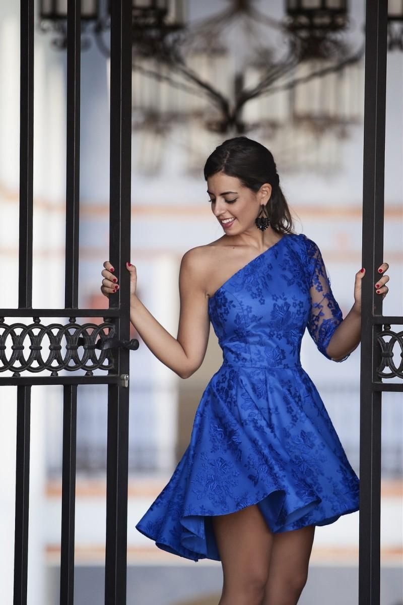 royal blue one shoulder dress