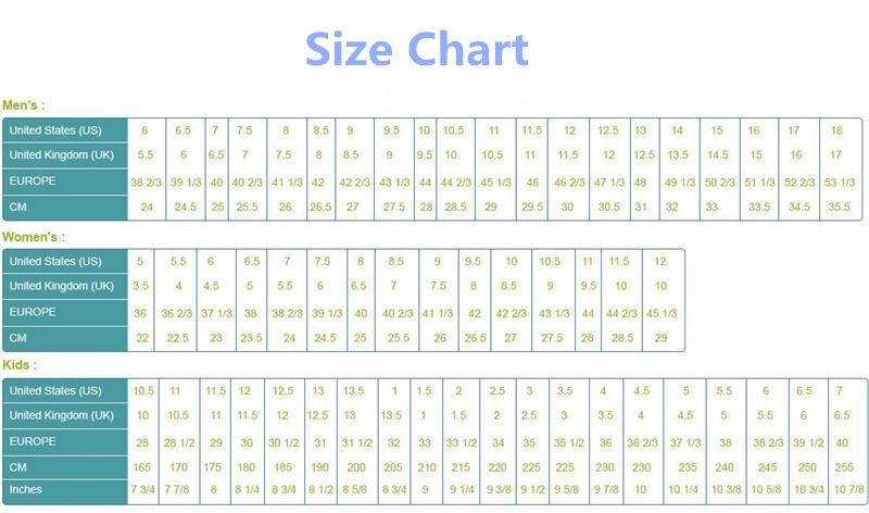 reebok footwear size chart