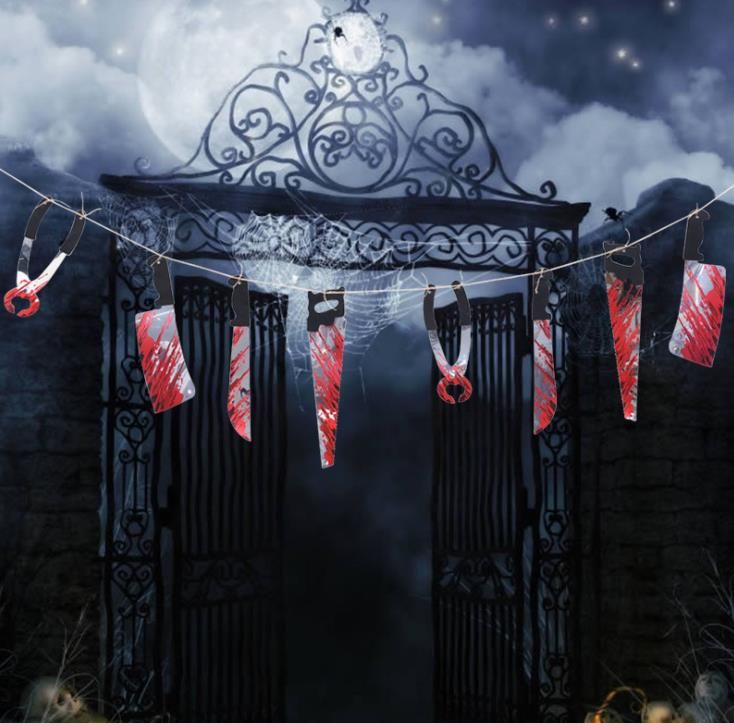 Scary Halloween Party Hanging Banner Outdoor Garland Haunted House Props Decor