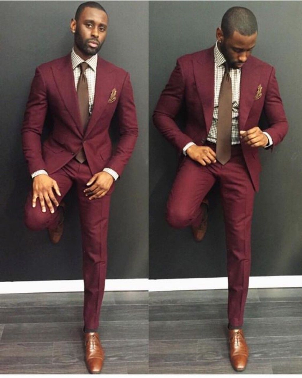 Classy Burgundy Wedding Mens Suits Slim Fit Bridegroom