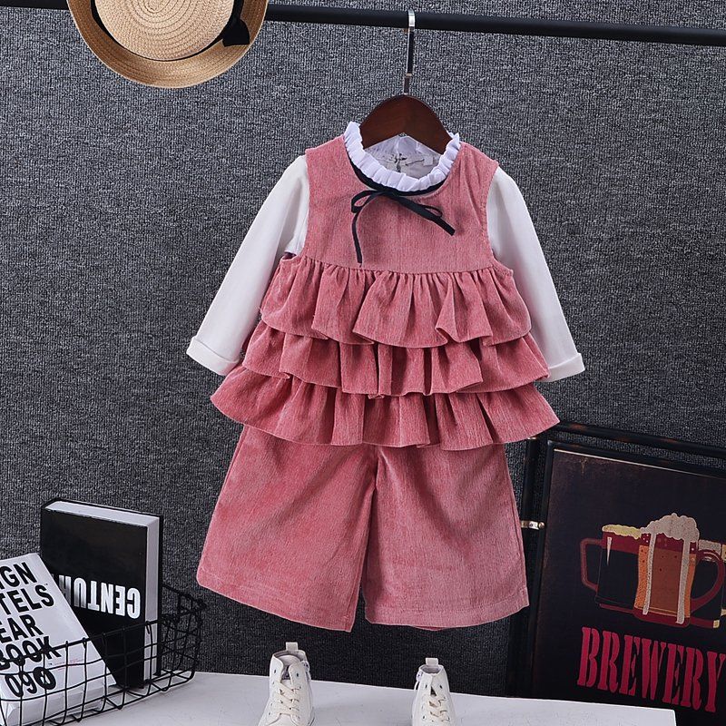 Acquistare Neonata Di Abiti Di Moda Si Vestono Del Bambino Impostati  Pantaloni Larghi + Top Prendisole + Camicia Bianca Volant Stile Coreano  Bowknot Bambini Gilet Abbigliamento Vestito Economico | Consegna Veloce E