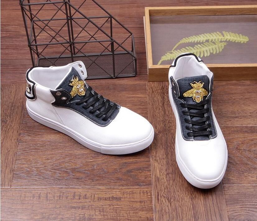 2018 New Luxury Mens Fashion Casual Shoes Gold Red Black Glitter