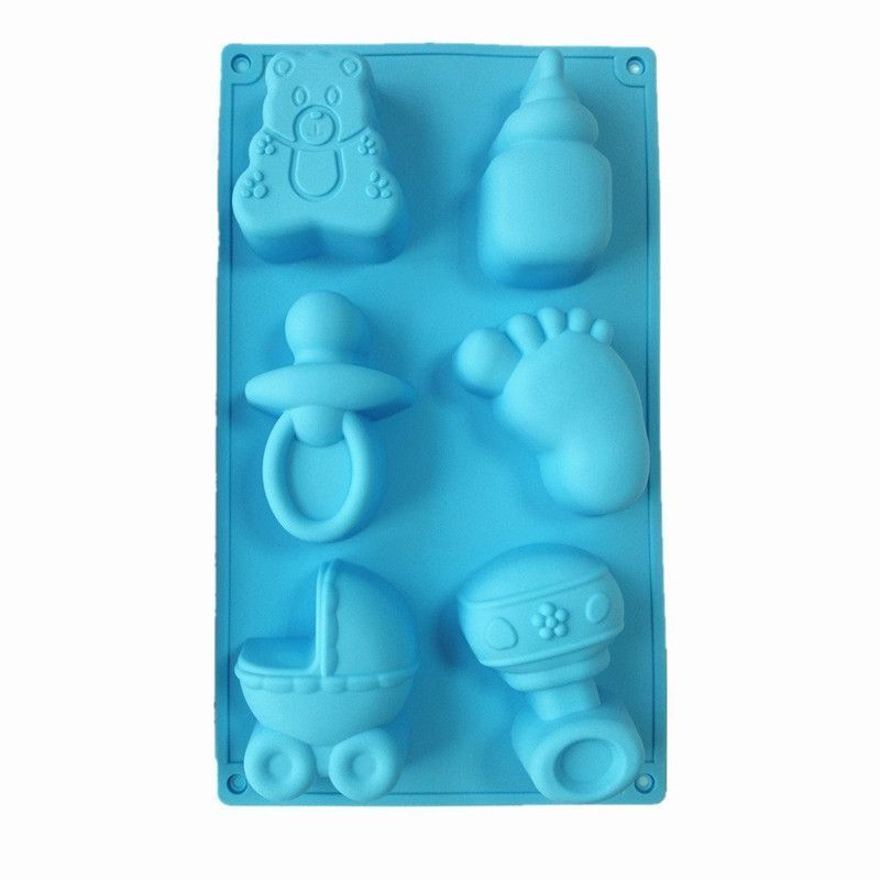 2019 Silicone Baking Candy Mold Baby Shower Party Pan Bear Carriages Bottle Feet Soap Chocolate Cake Cookie Pudding Jelly From