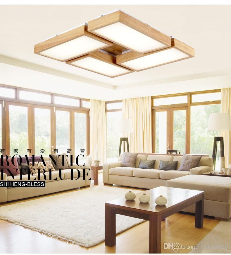 Wood Led Ceiling Lights For Living Room Foyer Deckenleuchten Modern OAK