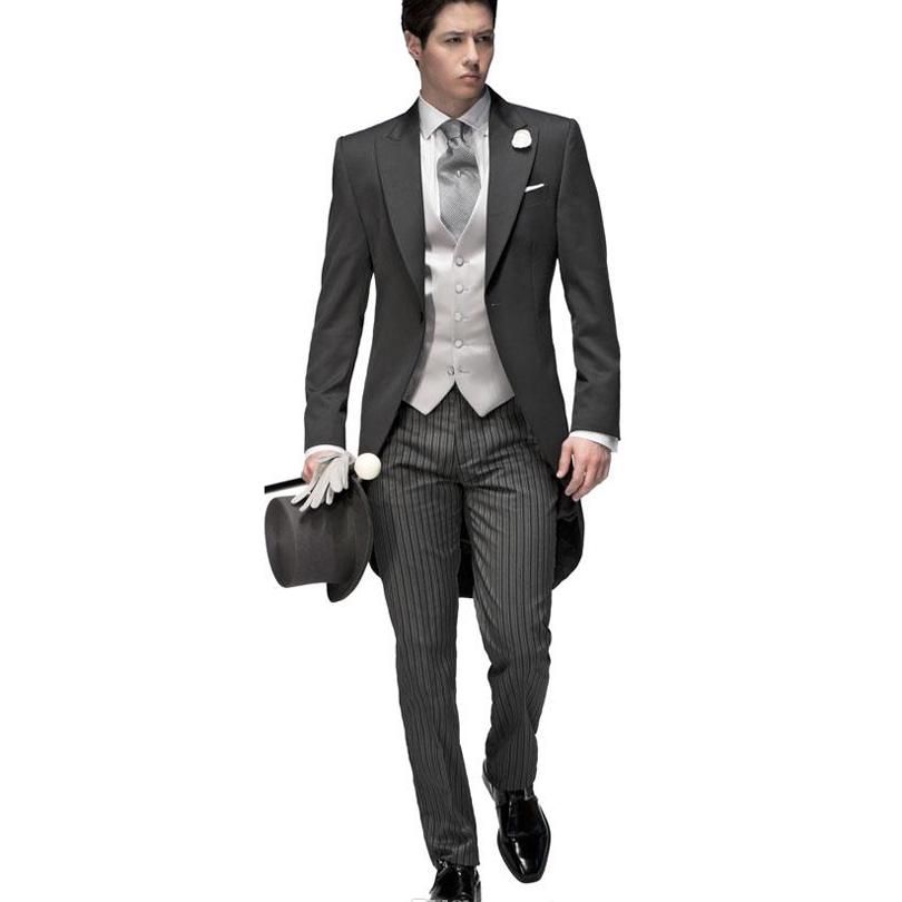 Compra Venta Al Por Mayor El Smoking Gris De La Boda Del Juego De La Mañana  De Bridegrom Elegante Modificado Para Requisitos Particulares Para Los  Hombres / Groomwear 5 Pedazos De Los