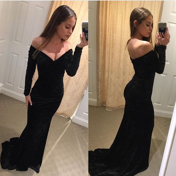 Vestidos largos Elegante Cuello profundo Escote en V Sexy Manga larga Vestidos de baile Tren de Vestidos largos Elegante Cuello profundo Escote en V Sexy Manga larga Vestidos de baile Tren de