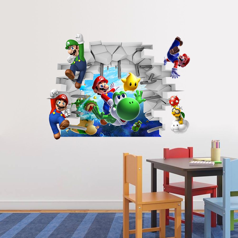 Zy1440 Super Mario Wall Stickers Cartoon 3d Wallpapers Children Removable 48 65cm Pvc Wallpaper For Kids Room Dhl C1077 Baby Letters Wall Decor Nursery Room Wall Decor From Angela918 1 66 Dhgate Com