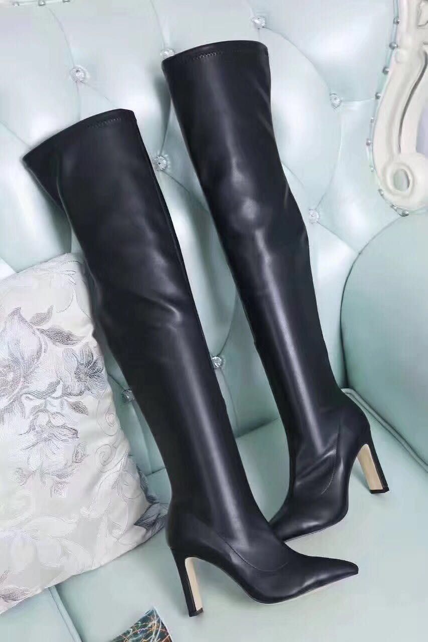 black leather knee boots sale