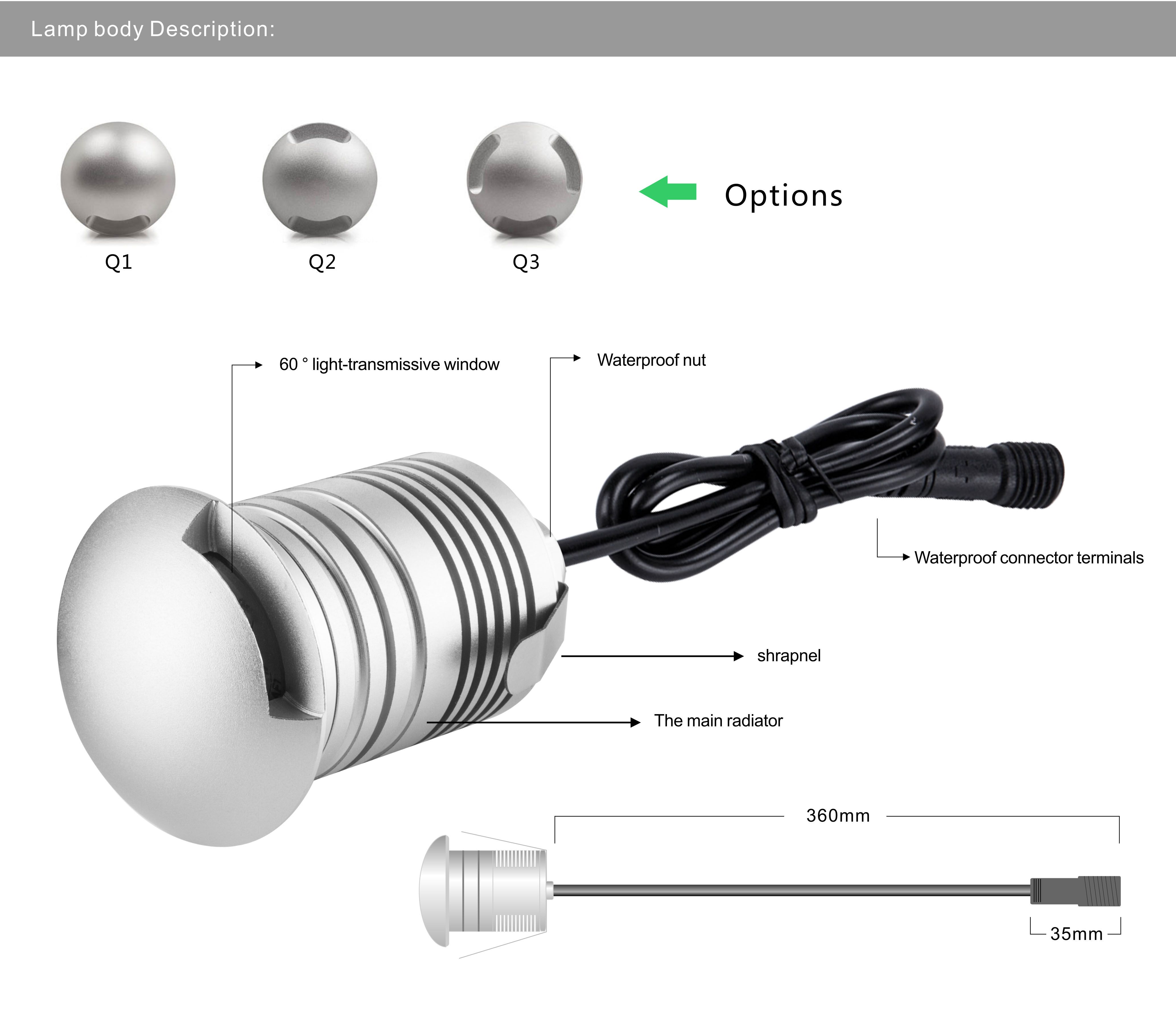 Ip67 3w 12v 24v Led Underground Light Outdoor Landscape Lighting