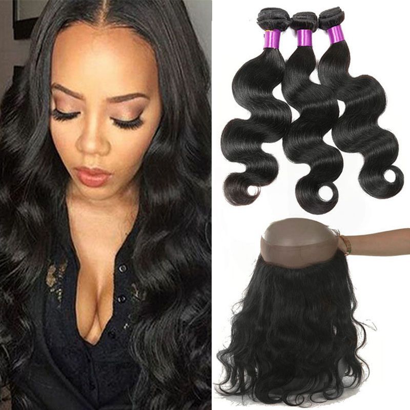 2020 Cute Hair Peruvian Body Wave Bundles With 360 Lace Frontal