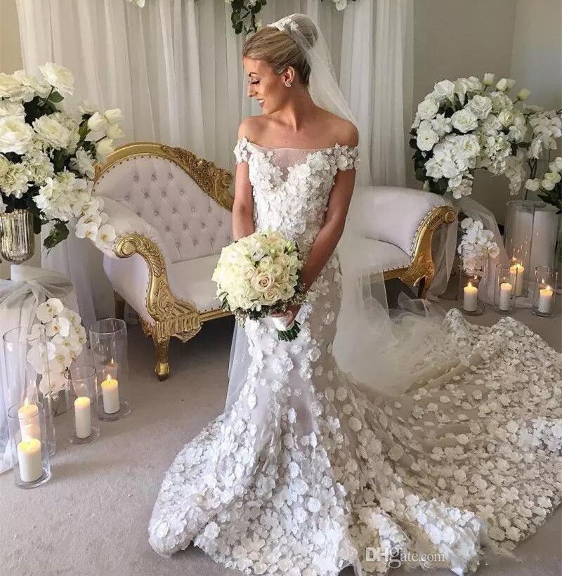 floral mermaid wedding dress