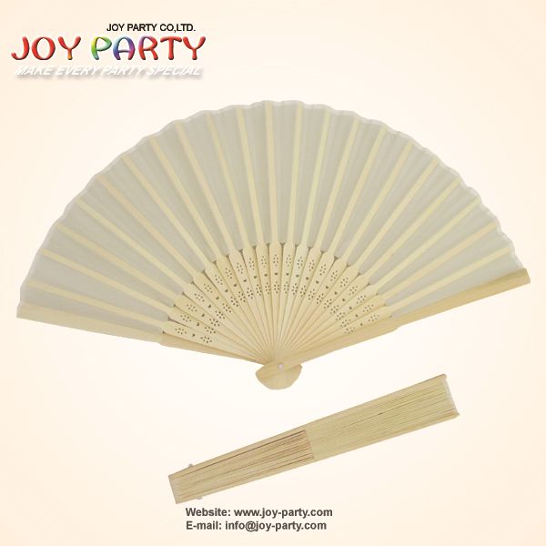 Wholesale 21cm Ivory White Light Yellow Silk Hand Fan Fabric Fan