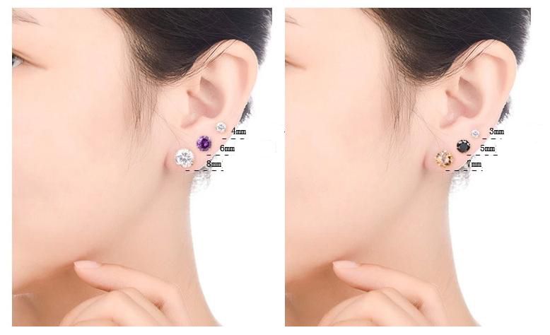 2019 Sale 4mm Cz Diamond 925 Sterling Silver Earrings For Women