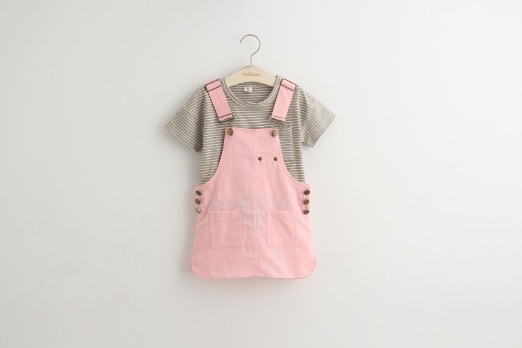 Best Quality Girls Clothing Set T Shirt Suspender Skirt Summer Denim Clothes Kids Garment