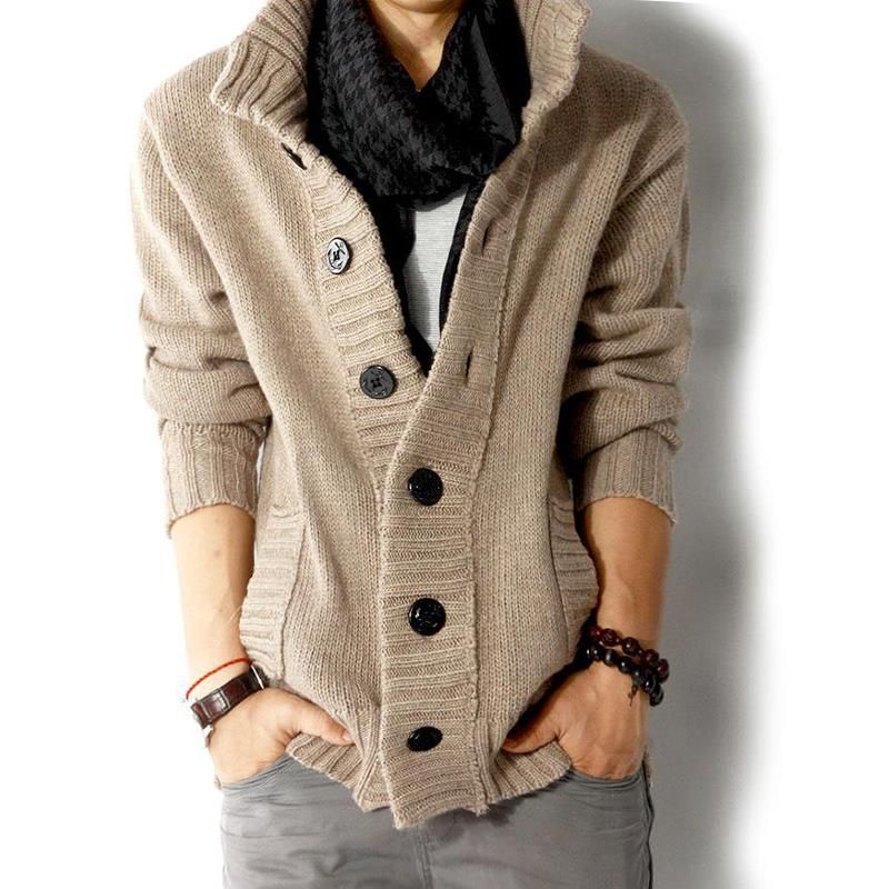 mens thick cardigan sweater