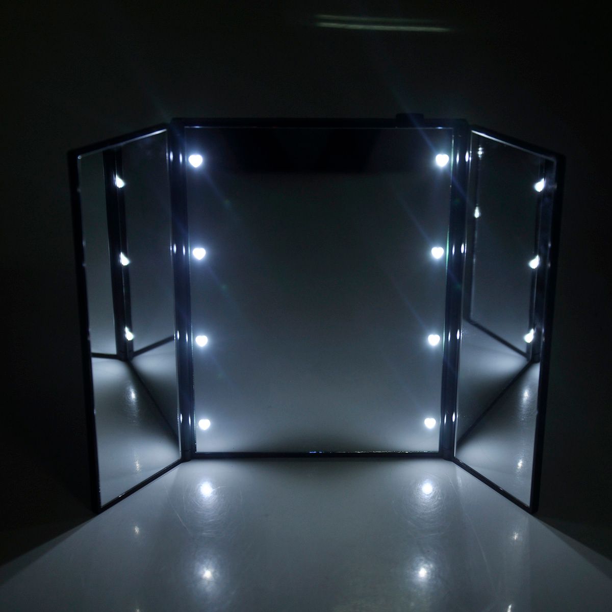 8 LED Makeup Mirror LED Make Up Mirror Foldable Inside Battery Mini