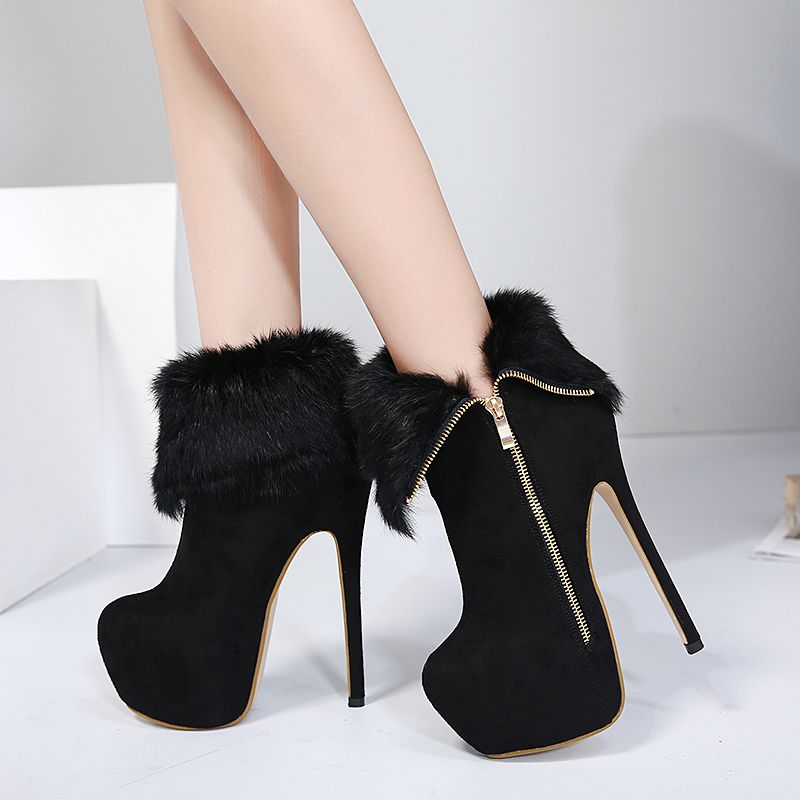 black heeled winter boots