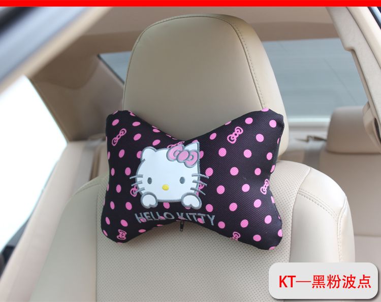 FINEX Hello Kitty Black U-Shape Travel Home Car Neck Pillow with Red 3D Bowfor Kids Head Rest Driving Seat Cushion Cute Soft Comfy Cartoon Auto Accessories