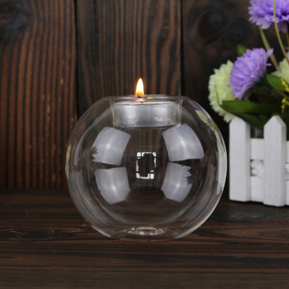 round glass candle lanterns