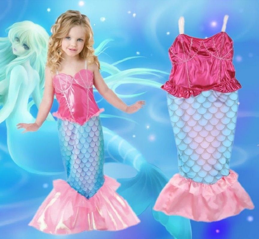 2016 Niños Niñas vestido de sirena La Sirenita Ariel tela Niñas Princesa  Cosplay fiesta de disfraces