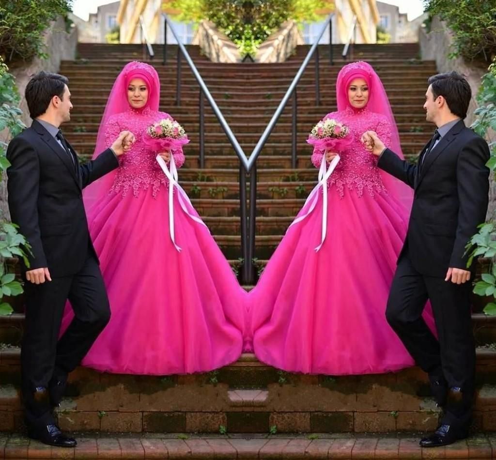 hot pink wedding dress
