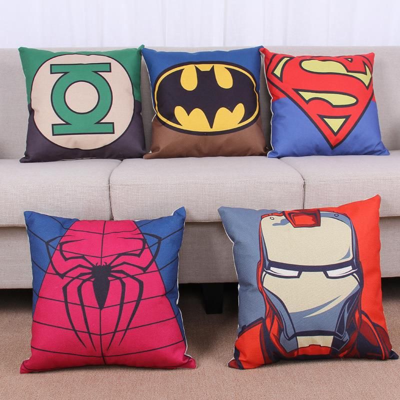 45cm Iron Man Cartoon Cotton Linen Fabric Throw Pillow 18inch Fashion Hotal Office Bedroom Decorate Sofa Chair Cushion Cushions For Wicker Furniture