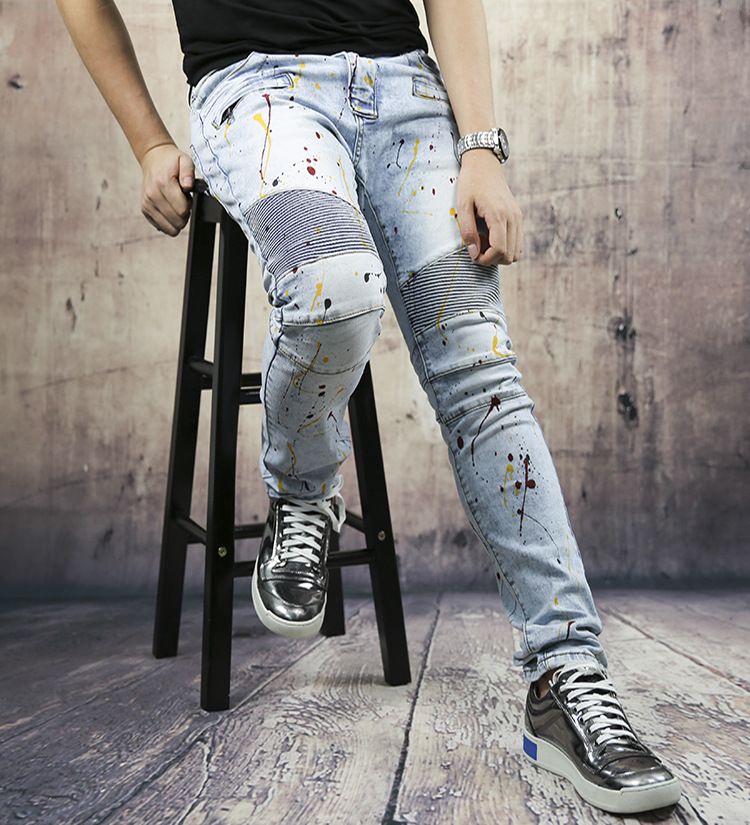 balmain paint jeans