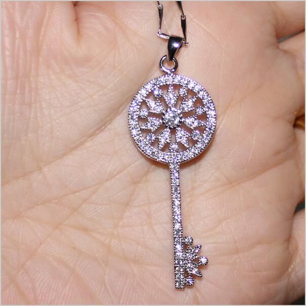 Wholesale 925 Silver Filled Crystal Pendants Necklace Chain Fashion Jewelry